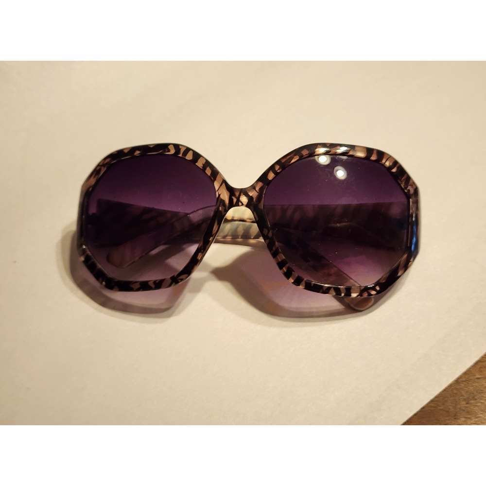 Oversized Geometric Sunglasses Purple Gradient Lens Patterned Hexagon Frames
